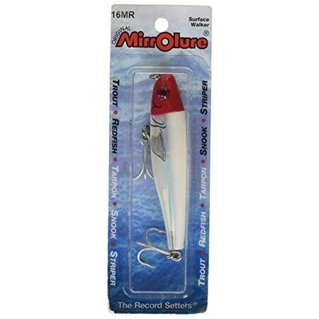 Mirrolure Mirromullet Surface Walker, 3, 38 Oz, 3D Eyes, Red HeadWhite Back  BellySilver 16MR-11